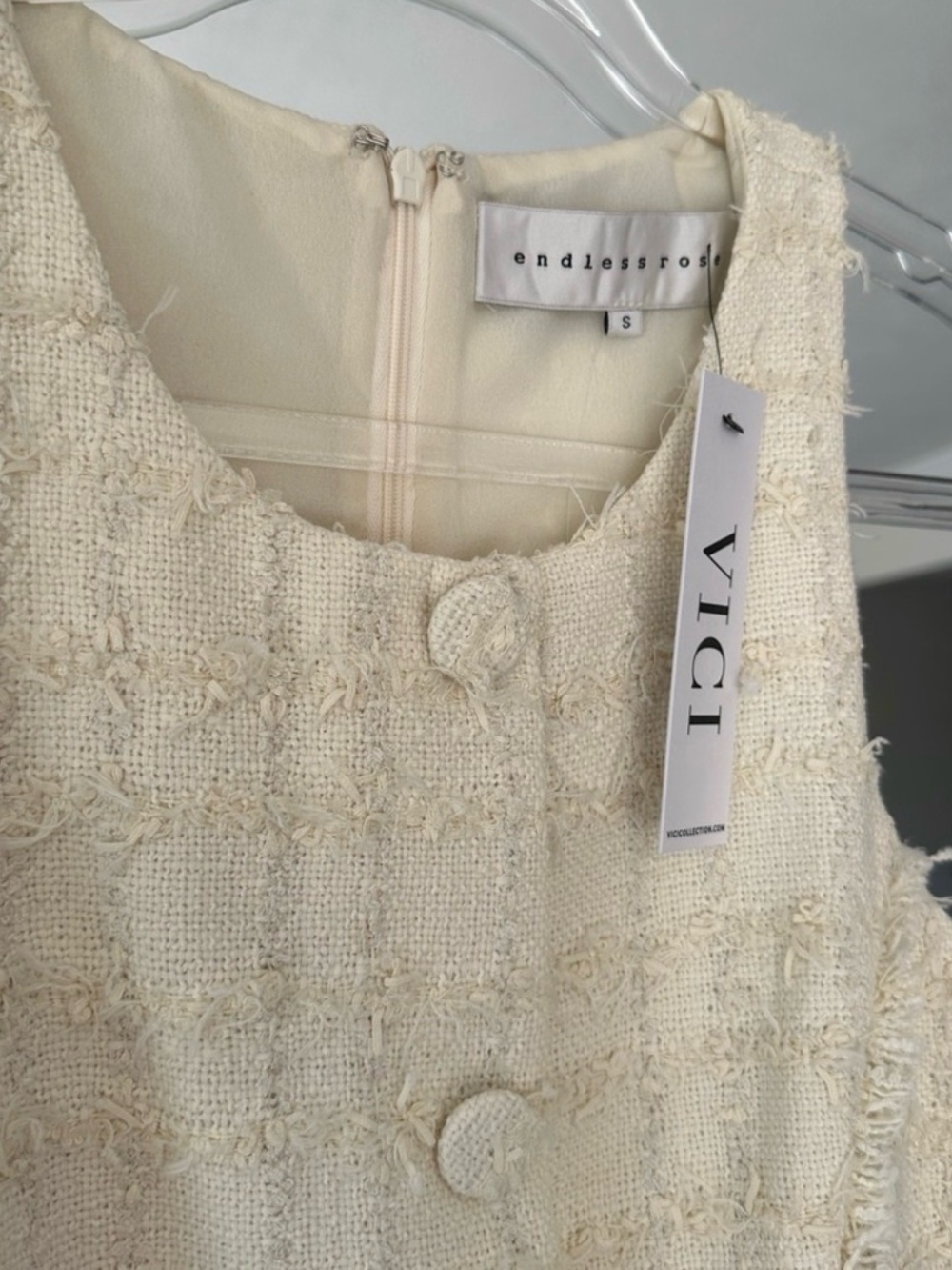 Endless Rose Cream Tweed Mini Dress